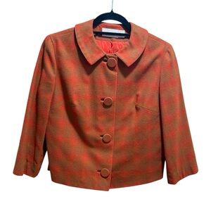 1960s Vintage Pendleton Cropped Wool Jacket | Jackie Kennedy Era | Size 10